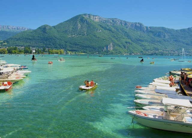 Lake Annecy with boats